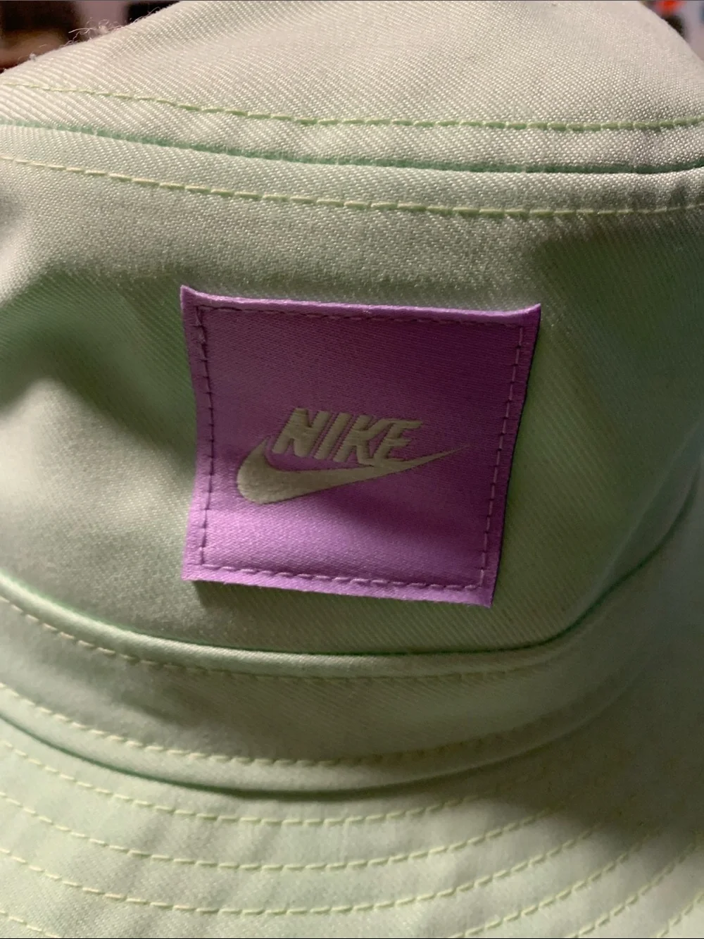 Nike Kids Mint Green Bucket Hat with Lavender Logo Patch